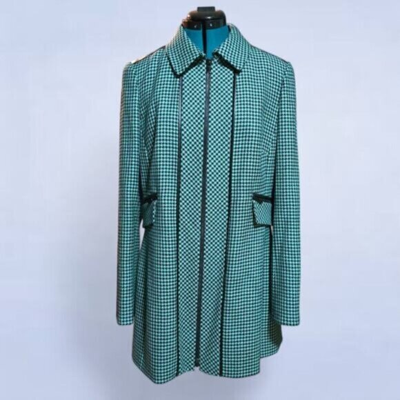 Carlisle Green Houndstooth Wool Peacoat - Size 12 - Picture 1 of 11